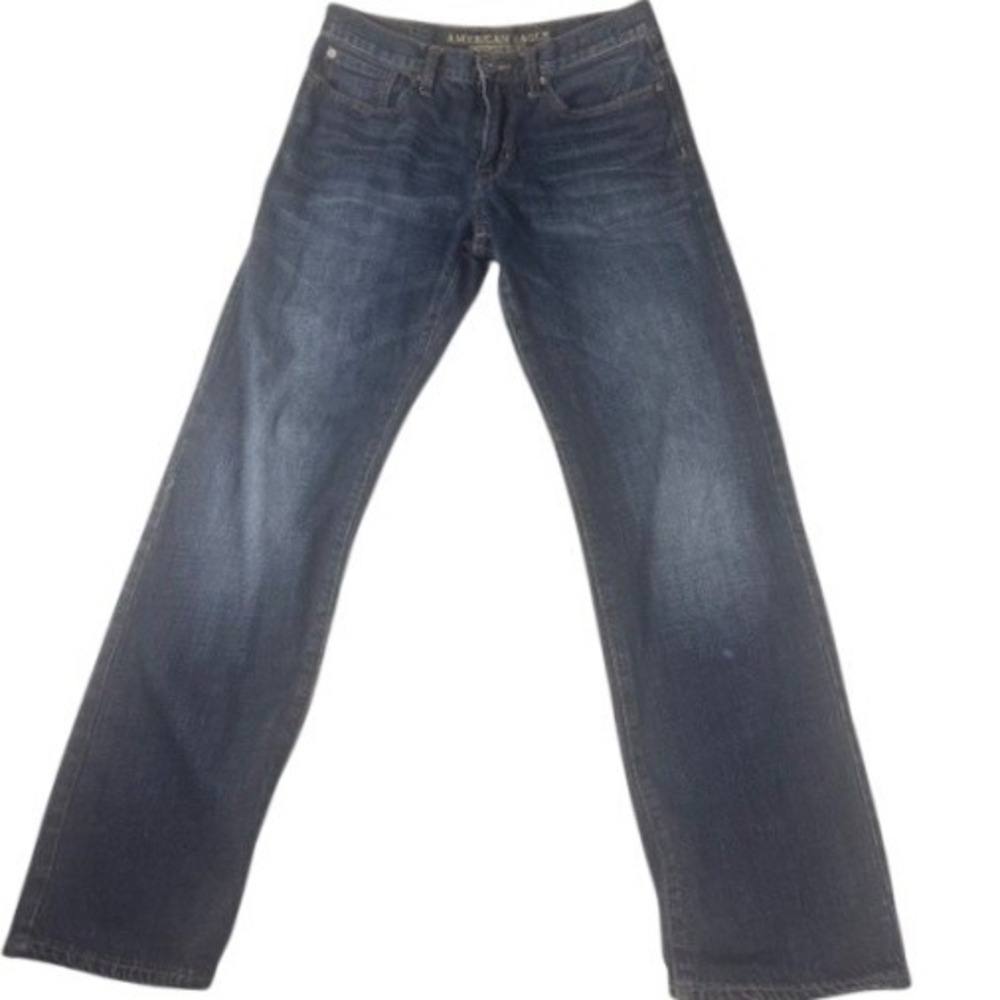 American Eagle Jeans Men 31x32 Relaxed Straight Dark Wash Denim Blue 100% Cotton